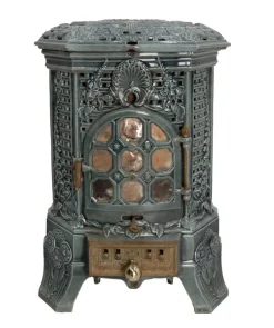 Outlet Pamono Small Antique French Art Deco Blue Enamelled Coal Stove, 1890s