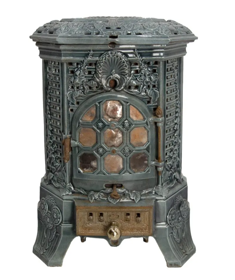 Outlet Pamono Small Antique French Art Deco Blue Enamelled Coal Stove, 1890s
