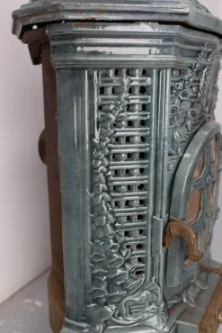 Outlet Pamono Small Antique French Art Deco Blue Enamelled Coal Stove, 1890s
