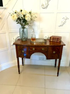 Pamono Small Antique George III Figured Mahogany Bow Front Sideboard, 1800s> Sideboards & Buffets