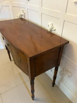 Pamono Small Antique George III Figured Mahogany Bow Front Sideboard, 1800s><noscript><img width=