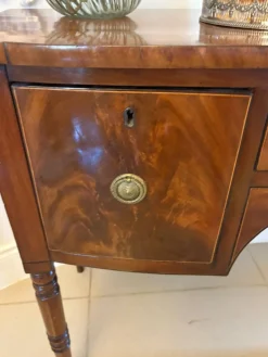 Pamono Small Antique George III Figured Mahogany Bow Front Sideboard, 1800s><noscript><img width=