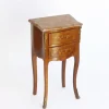 Clearance Pamono Small Antique Louis XV Style Wooden Nightstand with Marquetry Details, Brown Marble Top and Brass Details