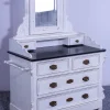 Discount Pamono Small Antique White Pine Chest of 4 Drawers with Marble Top and Mirror, Late 19th Century