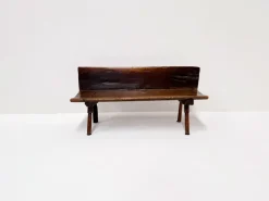 Pamono Small Antique Wooden Bench with Backrest, 1800s> Benches