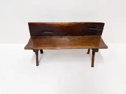 Pamono Small Antique Wooden Bench with Backrest, 1800s><noscript><img width=