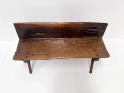 Pamono Small Antique Wooden Bench with Backrest, 1800s><noscript><img width=