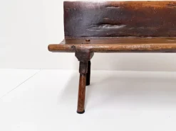 Pamono Small Antique Wooden Bench with Backrest, 1800s><noscript><img width=