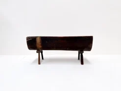 Pamono Small Antique Wooden Bench with Backrest, 1800s><noscript><img width=