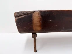 Pamono Small Antique Wooden Bench with Backrest, 1800s><noscript><img width=