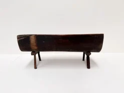 Pamono Small Antique Wooden Bench with Backrest, 1800s><noscript><img width=
