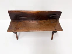 Pamono Small Antique Wooden Bench with Backrest, 1800s><noscript><img width=