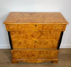 Sale Pamono Small Biedermeier Style Chest of 4 Drawers in Bird's-Eye Maple