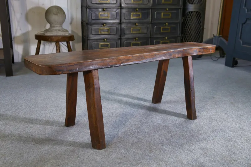 Online Pamono Small Brutalist Table Set with Bench, 1960s, Set of 2