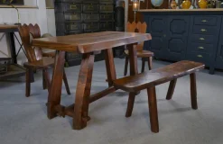 Online Pamono Small Brutalist Table Set with Bench, 1960s, Set of 2