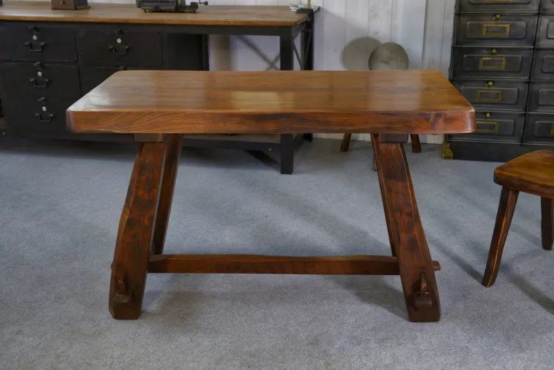 Online Pamono Small Brutalist Table Set with Bench, 1960s, Set of 2
