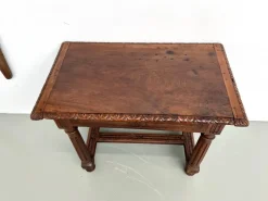 Pamono Small Carved Oak Writing Table, 19th Century><noscript><img width=