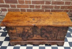 New Pamono Small Carved Walnut Coffer, Early 16th Century