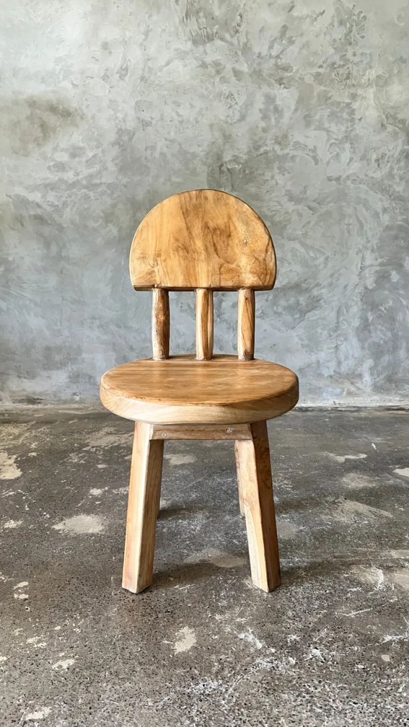 Pamono Small Children's Chair in Natural Blond Teak with Three-Bar Back> Children's Chairs
