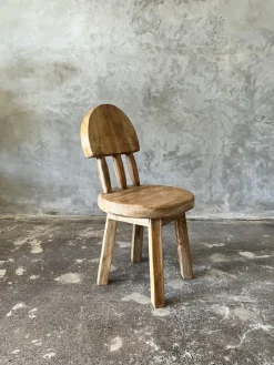 Pamono Small Children's Chair in Natural Blond Teak with Three-Bar Back><noscript><img width=