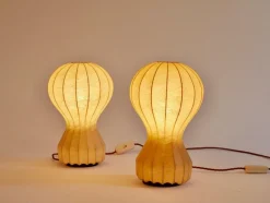 Clearance Pamono Small Cocoon Gatto Table Lamps by Achille & Pier Castiglioni for Flos, 1960, Set of 2