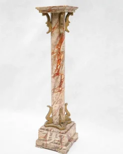 Pamono Small Faux Marble Pedestal Column, 19th Century><noscript><img width=