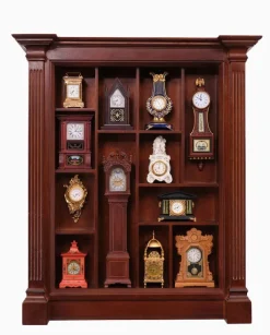 Pamono Small Franklin Mint Clocks with Wall Unit, 1980s, Set of 13> Clocks