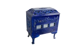 Outlet Pamono Small French Art Deco Blue Enamelled Coal Stove, 1890s