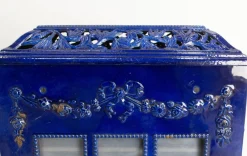 Outlet Pamono Small French Art Deco Blue Enamelled Coal Stove, 1890s