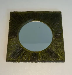 Online Pamono Small Green Resin Mirror, France, 1970