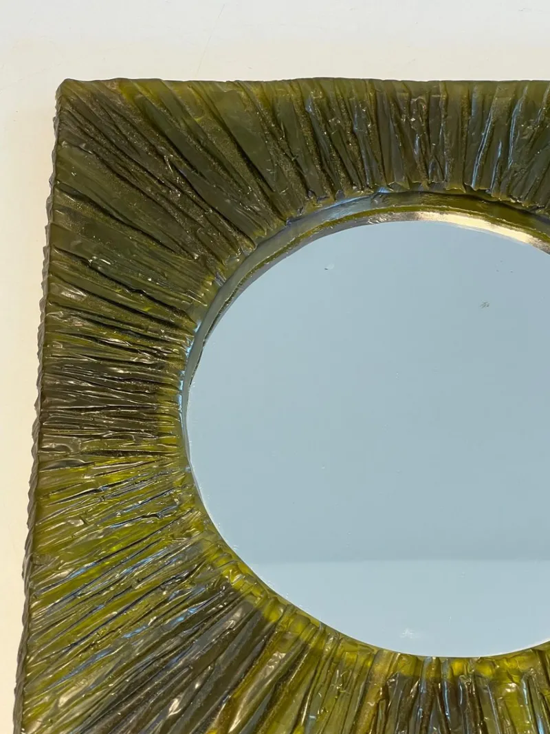 Online Pamono Small Green Resin Mirror, France, 1970