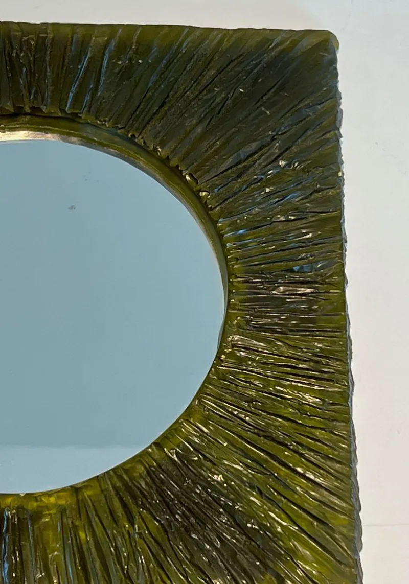 Online Pamono Small Green Resin Mirror, France, 1970