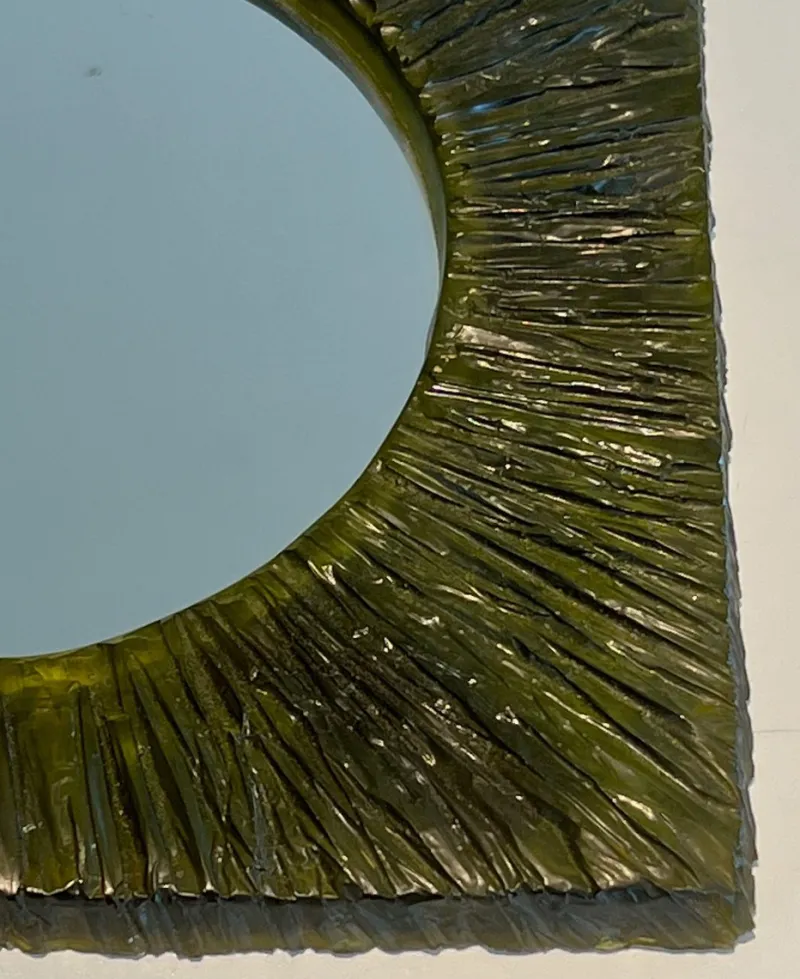 Online Pamono Small Green Resin Mirror, France, 1970