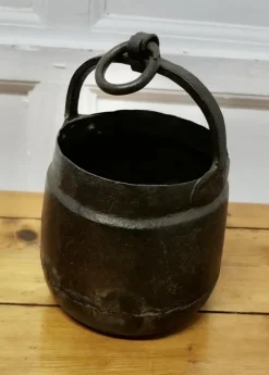 Pamono Small Heavy Hand Forged Iron Bucket, 1890s> Architectural Elements