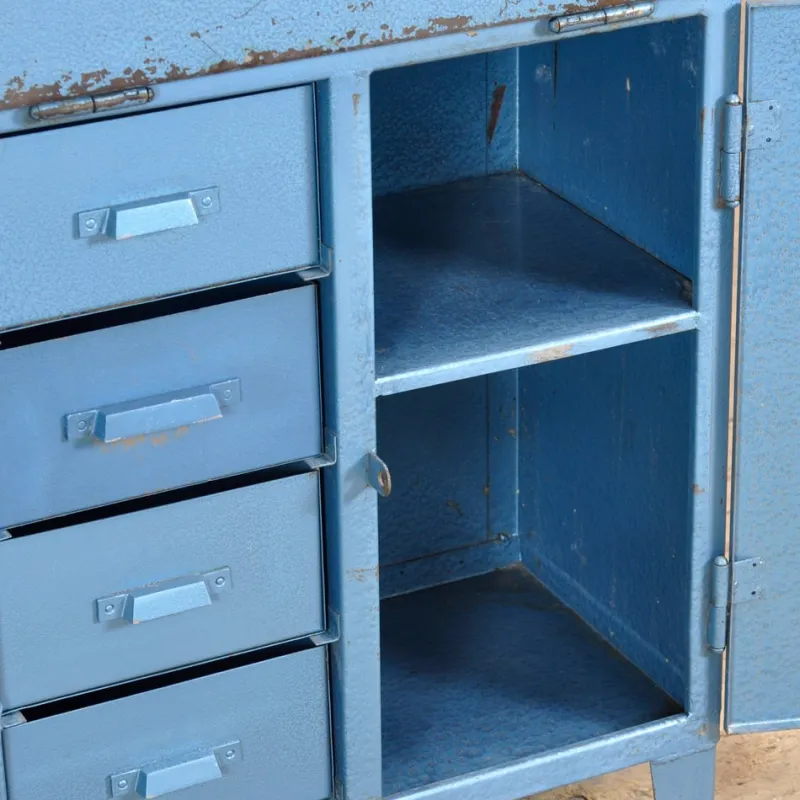 Best Pamono Small Industrial Iron Cabinet with Drawers, 1970s