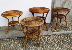 Pamono Small Italian Wicker Tables, 1950s, Set of 4> Garden Tables