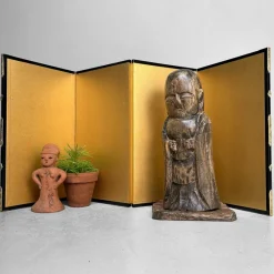 Pamono Small Japanese Byōbu Folding Screen in Gold Color, 1960s> Room Dividers & Screens