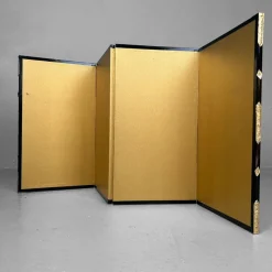 Pamono Small Japanese Byōbu Folding Screen in Gold Color, 1960s><noscript><img width=