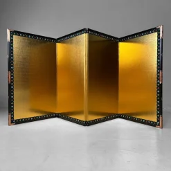 Pamono Small Japanese Byōbu Folding Screen in Gold Color, 1970s