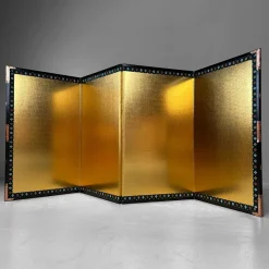 Pamono Small Japanese Byōbu Folding Screen in Gold Color, 1970s
