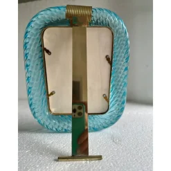 Outlet Pamono Small Light-Blue Torchon Picture Frame in Brass by Simoeng