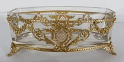Pamono Small Louis XVI Style Glass and Brass Planter, 1900s> Garden Accessories