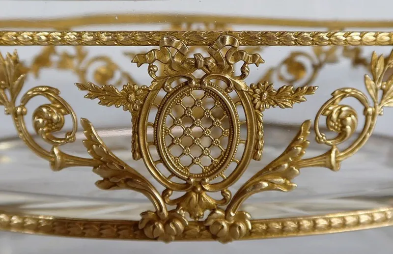Pamono Small Louis XVI Style Glass and Brass Planter, 1900s> Garden Accessories