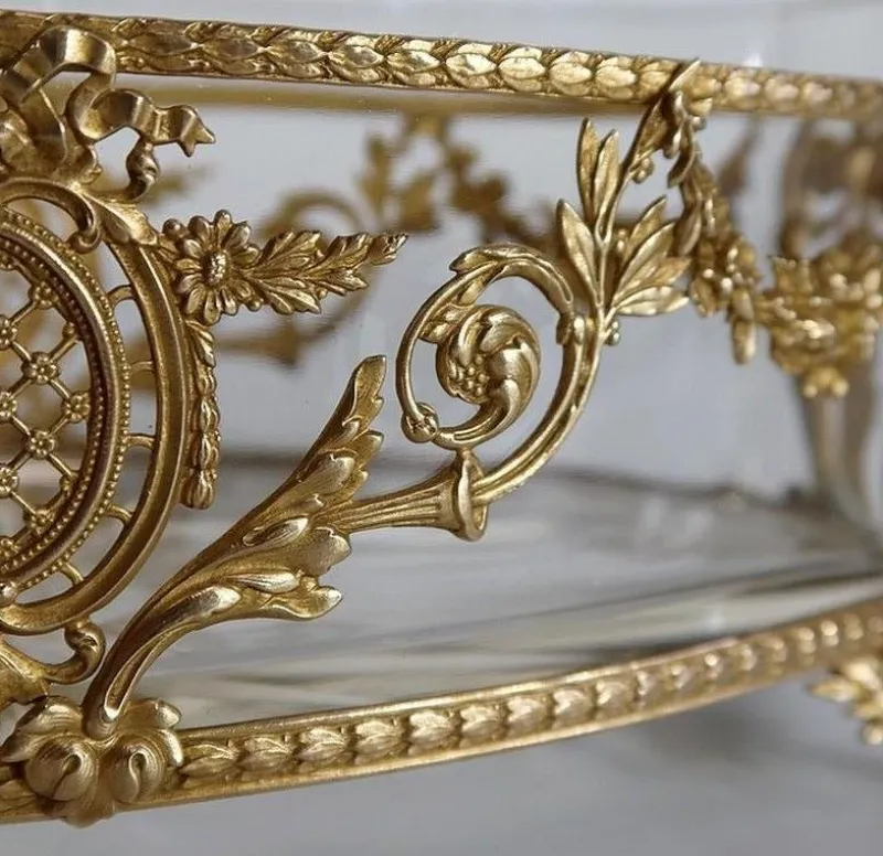 Pamono Small Louis XVI Style Glass and Brass Planter, 1900s> Garden Accessories