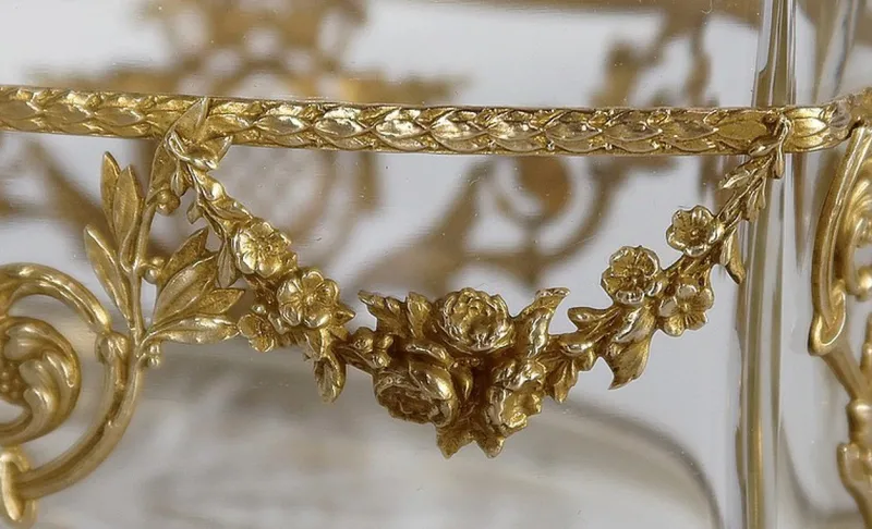 Pamono Small Louis XVI Style Glass and Brass Planter, 1900s> Garden Accessories