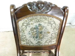 Clearance Pamono Small Mahogany and Tapestry Rocking Chair, 1890s