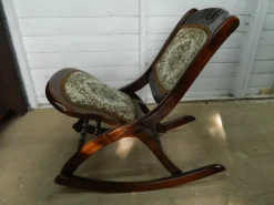 Clearance Pamono Small Mahogany and Tapestry Rocking Chair, 1890s