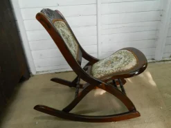Clearance Pamono Small Mahogany and Tapestry Rocking Chair, 1890s