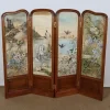 Best Pamono Small Painted Silk & Solid Walnut Screen, 1900