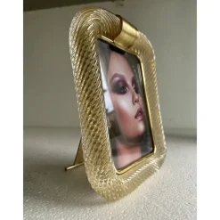 Pamono Small Picture Frame in Murano Glass and Brass by Simoeng><noscript><img width=